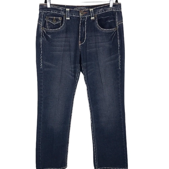 Fried Denim Embellished Back Pocket Medium Wash Straight Leg Jeans Size 36 - Picture 1 of 11